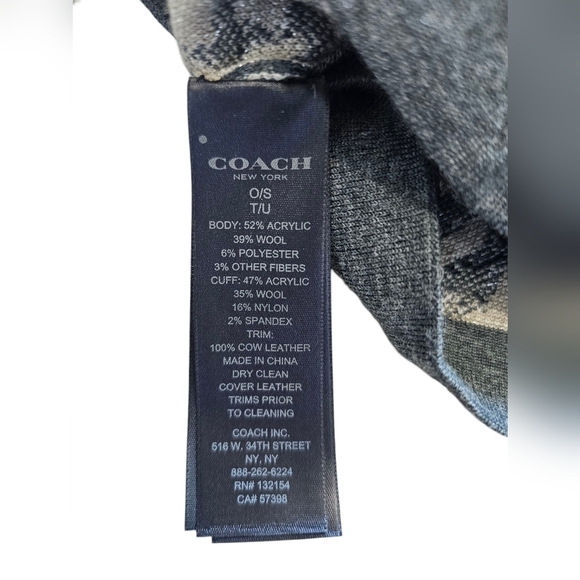 Coach Gray/Tan Leopard Beanie and Scarf Set. New In Box. - Picture 5 of 7